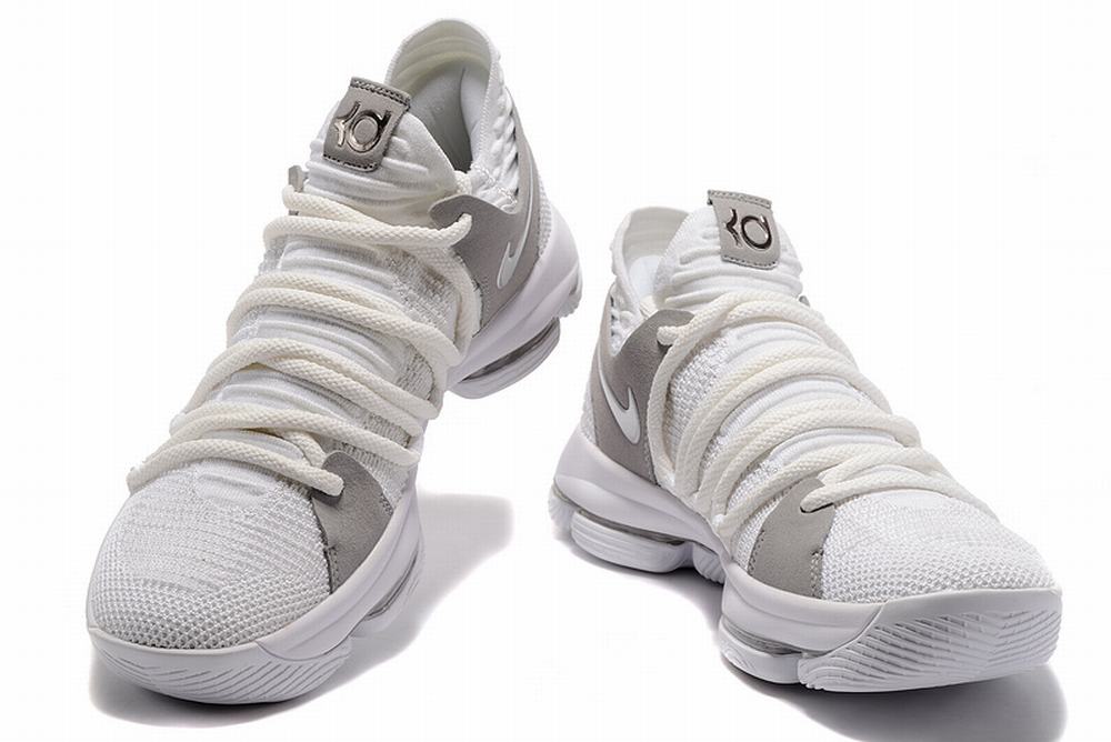 Nike KD 10 Shoes White Silver